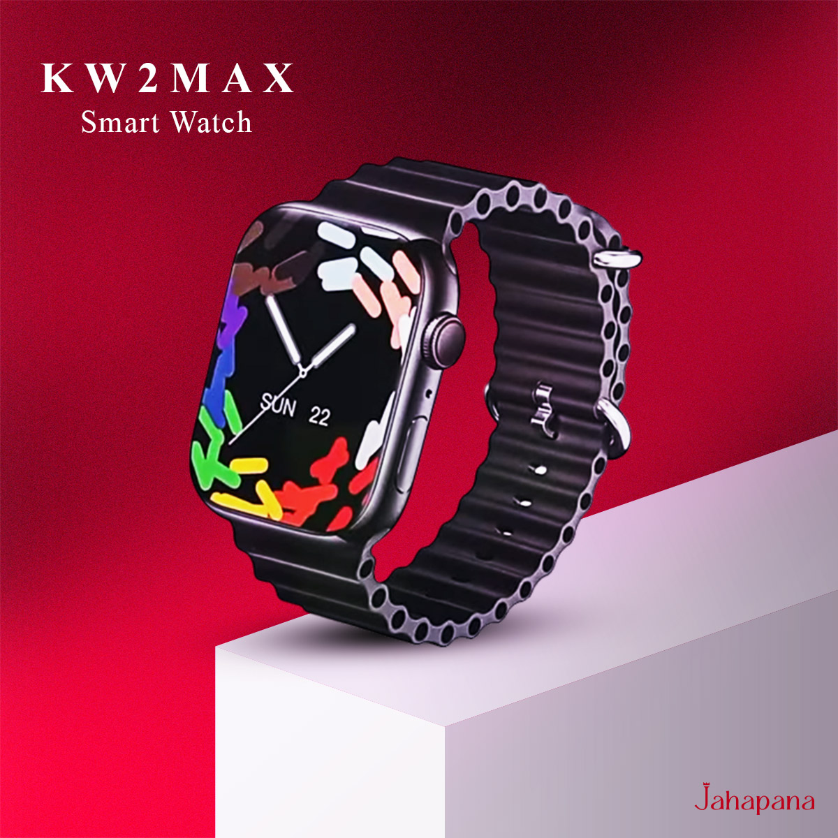 KEQIWEAR KW2 Max HD Curved Screen Wireless Charging & Multi Functional Smartwatch With 3 Bands